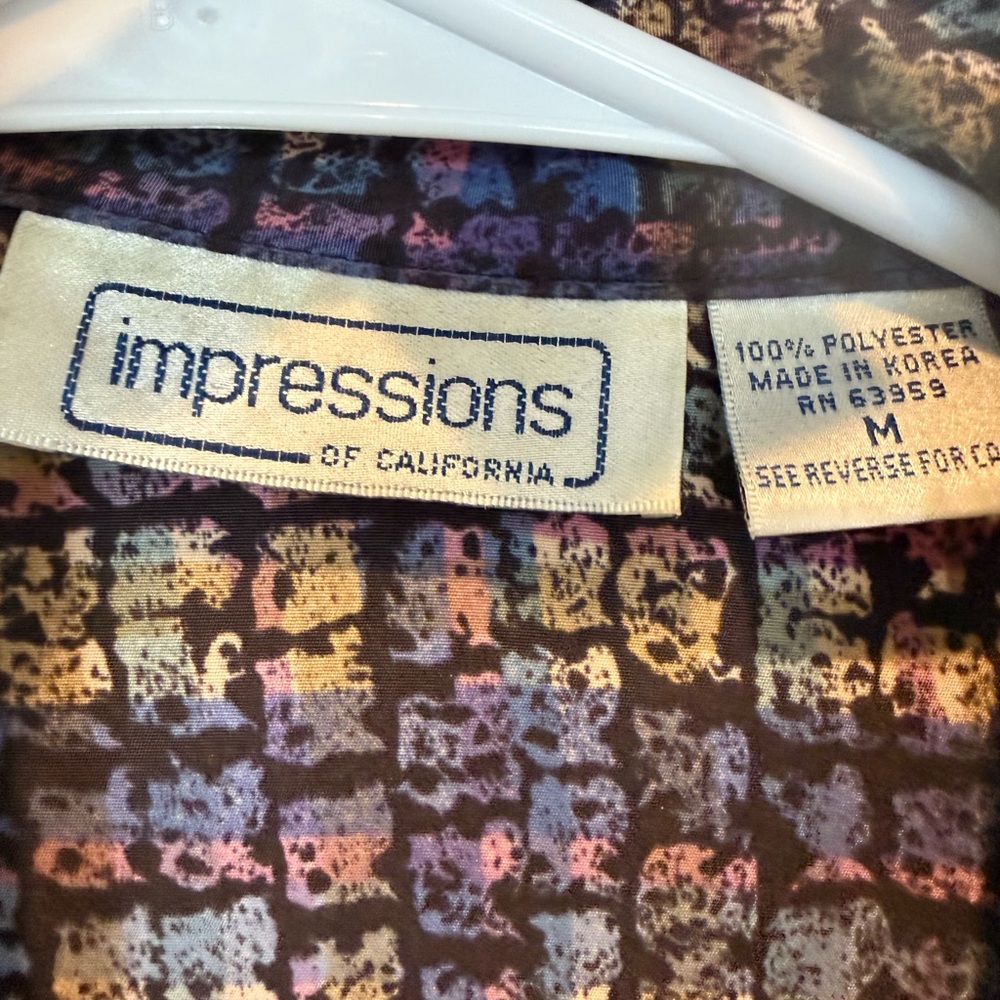 💋Impressions Blue‎ and Purple Button-Down Shirt 180 - Picture 6 of 7
